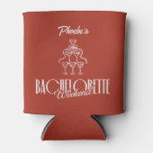 Rode Whimsical Wijn Doodle Bachelorette Aangepaste Blikjeskoeler (Voorkant)