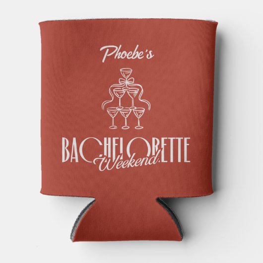 Rode Whimsical Wijn Doodle Vrijgezellenfeest Aange Blikjeskoeler (Voorkant)