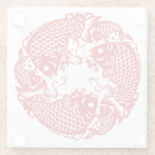 Rode Whirling Koi Karper Visgroep SqGC Glazen Onderzetter (Achterkant)