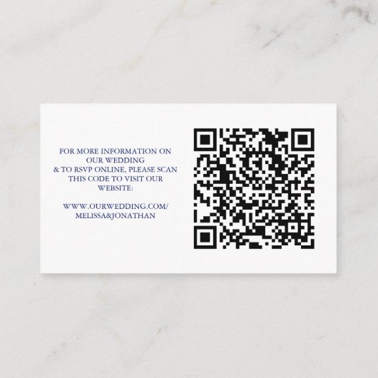 Rode White Blue Floral Patriotic Wedding QR Code Informatiekaartje (Achterkant)