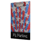 Rode White Blue Glitter-leraren Classroom Naam Klembord (Links)