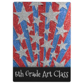 Rode White Blue Glitter-leraren Classroom Naam Klembord (Achterkant)