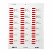 Rode Wht Horizontale Preppy Stripe #3 Naam Monogra Etiket (Full Sheet)