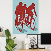 Rode Wielrenners Wegracefiets Poster (Thuiskantoor)