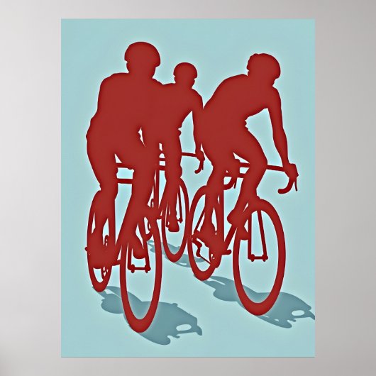 Rode Wielrenners Wegracefiets Poster (Voorkant)