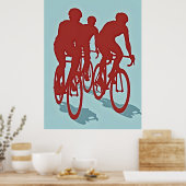 Rode Wielrenners Wegracefiets Poster (Keuken)