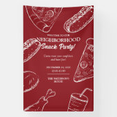 Rode wijk Fun Food Snack Block Party Spandoek (Verticaal)