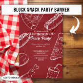 Rode wijk Fun Food Snack Block Party Spandoek