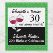 Rode wijn, 30ste verjaardagsfeestje wijn etiket (Enkel label)