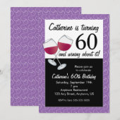 Rode wijn, 60e verjaardag kaart (Voorkant / Achterkant)