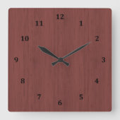 Rode wijn Bamboe Hout Vierkante Klok (Voorkant)