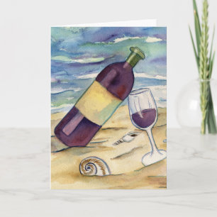 Rode wijn Beach Party Greeting of Note Kaart