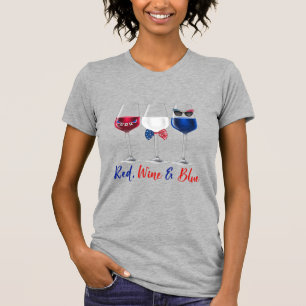 Rode Wijn Blauw 4 juli Onafhankelijkheidsdag T-shirt