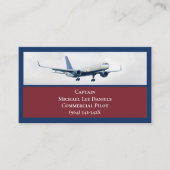 Rode wijn Blauw Commercieel Vliegtuig Captain Pilo Visitekaartje (Voorkant)