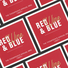 Rode Wijn & Blauwe 4 juli Feest Papier Servet