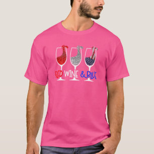 Rode Wijn Blauwe Wijn Glazen Drinkende Bende 4 jul T-shirt