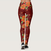 Rode wijn bloeiende Leggings (Achterkant)