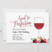 rode wijn, bloem, tot perfectie gerijpt, verjaard kaart (Voorkant)