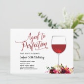 rode wijn, bloem, tot perfectie gerijpt, verjaard kaart (Staand voorkant)