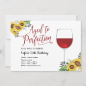 rode wijn, bloem, tot perfectie gerijpt, verjaard kaart (Voorkant)