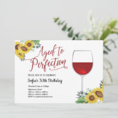 rode wijn, bloem, tot perfectie gerijpt, verjaard kaart (Staand voorkant)