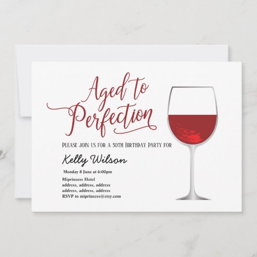 rode wijn, bloem, tot perfectie gerijpt, verjaard kaart (Voorkant)