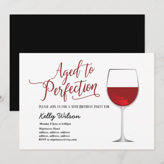 rode wijn, bloem, tot perfectie gerijpt, verjaard kaart (Voorkant / Achterkant)