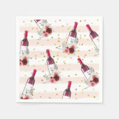 Rode wijn & Bloemen Vrijgezellenfeesten servetten (Voorkant)