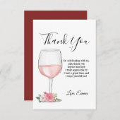 rode wijn, bloemig, bedankkaart kaart (Voorkant / Achterkant)