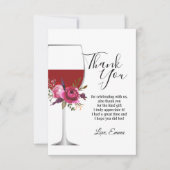rode wijn, bloemig, bedankkaart kaart (Voorkant)