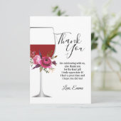 rode wijn, bloemig, bedankkaart kaart (Staand voorkant)