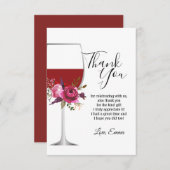 rode wijn, bloemig, bedankkaart kaart (Voorkant / Achterkant)