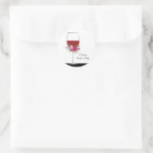 rode wijn, bloemig, bedankstickers ronde sticker (Tas)