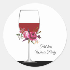 rode wijn, bloemig, bedankstickers ronde sticker