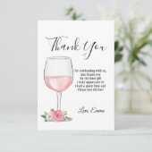 rode wijn, bloemig, dankkaart kaart (Staand voorkant)