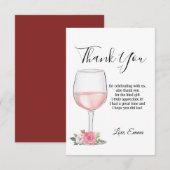 rode wijn, bloemig, dankkaart kaart (Voorkant / Achterkant)
