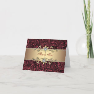 Rode wijn bordeaux goud bedankkaartjes bedankkaart