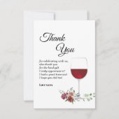 rode wijn , bruine bloemen dank je kaart (Voorkant)