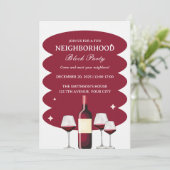 Rode Wijn Buurt Block Party Kaart (Staand voorkant)