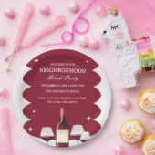 Rode Wijn Buurt Block Party Papieren Bordje (Feest)