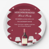 Rode Wijn Buurt Block Party Papieren Bordje (Voorkant)