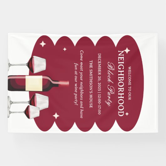 Rode Wijn Buurt Block Party Spandoek (Horizontaal)