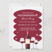 Rode Wijn Buurtfeest Block Party Kaart (Voorkant)