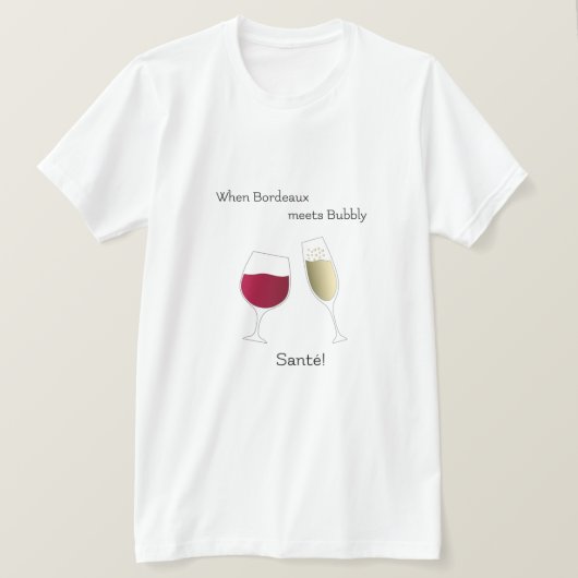 Rode wijn Champagne Bubbly juicht toast plezier T-shirt (Design voorkant)