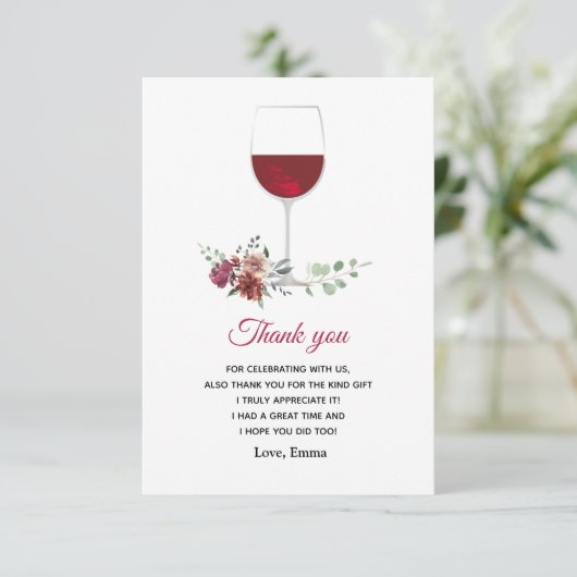rode wijn dank je kaart (Staand voorkant)