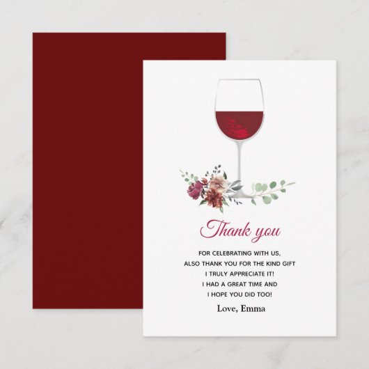 rode wijn dank je kaart (Voorkant / Achterkant)