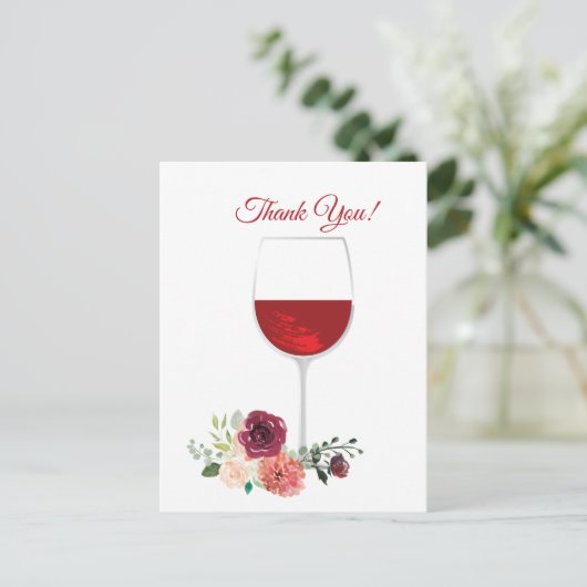 rode wijn , dank je kaart (Staand voorkant)