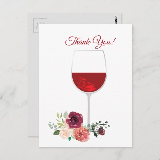 rode wijn , dank je kaart (Voorkant / Achterkant)