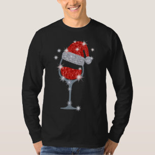 Rode Wijn Diamant Glas Kerstmis Wijn Cup Santa Ha T-shirt