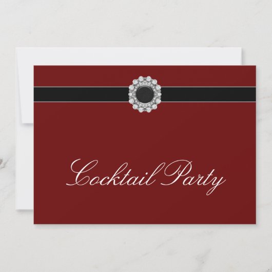 Rode Wijn Diamant Rode Zwarte Cocktail Party Kaart (Voorkant)